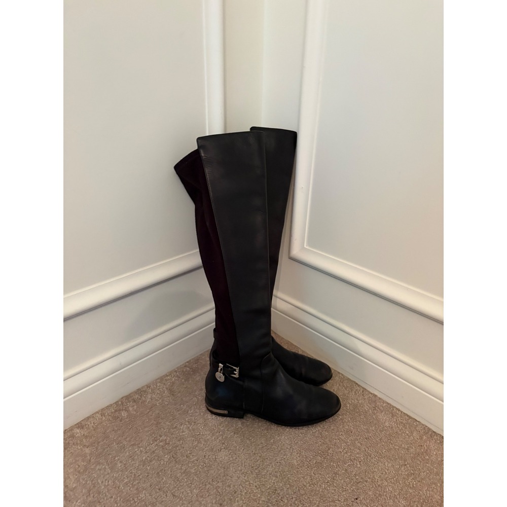 Michael Kors Black Leather Over The Knee Flat Riding Boots PW14F Womens 5M